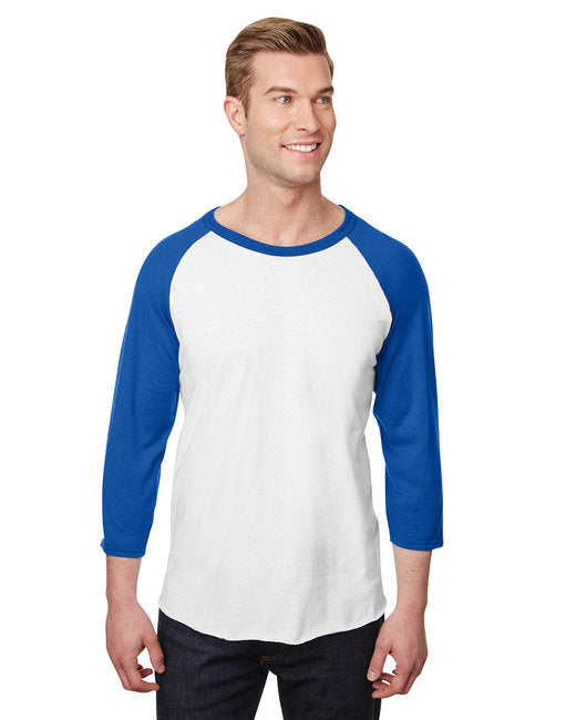 Unisex Premium Blend Ring-Spun 3/4 Sleeve Raglan T-Shirt - WHITE/ CHAR HTHR - 3XL