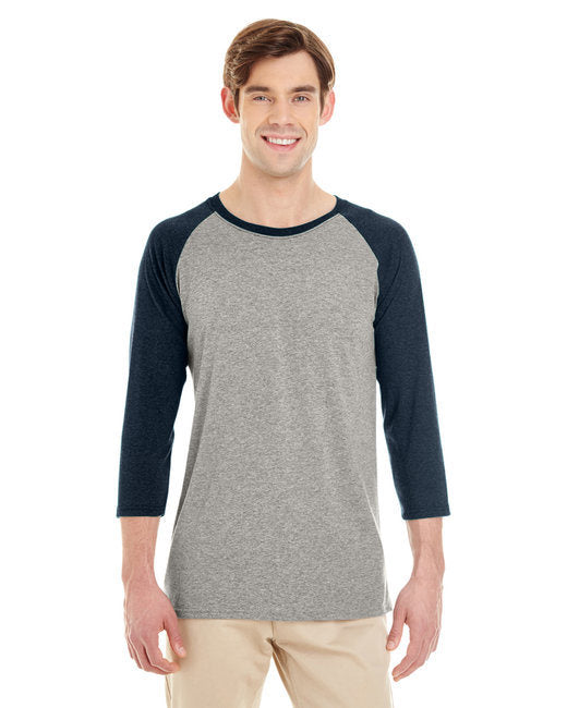 Adult TRI-BLEND Baseball Raglan - OXFRD/ TRU BL HT - XL