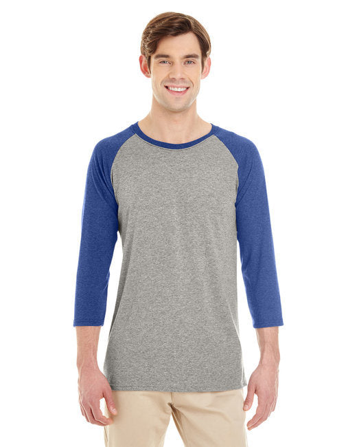Adult TRI-BLEND Baseball Raglan - OXFRD/ TRU BL HT - XL