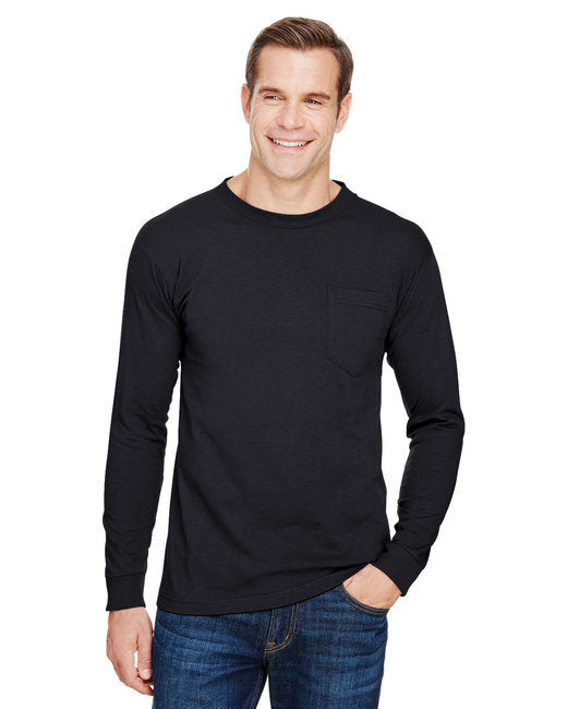 Unisex Union-Made Long-Sleeve Pocket Crew T-Shirt - ASH - S