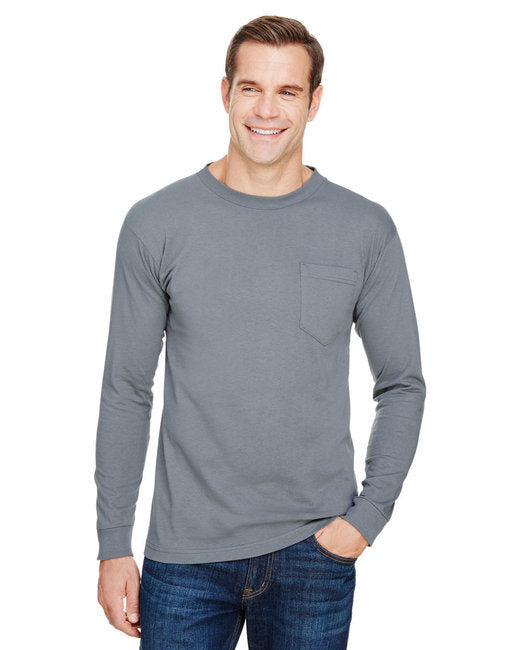 Unisex Union-Made Long-Sleeve Pocket Crew T-Shirt - ASH - S