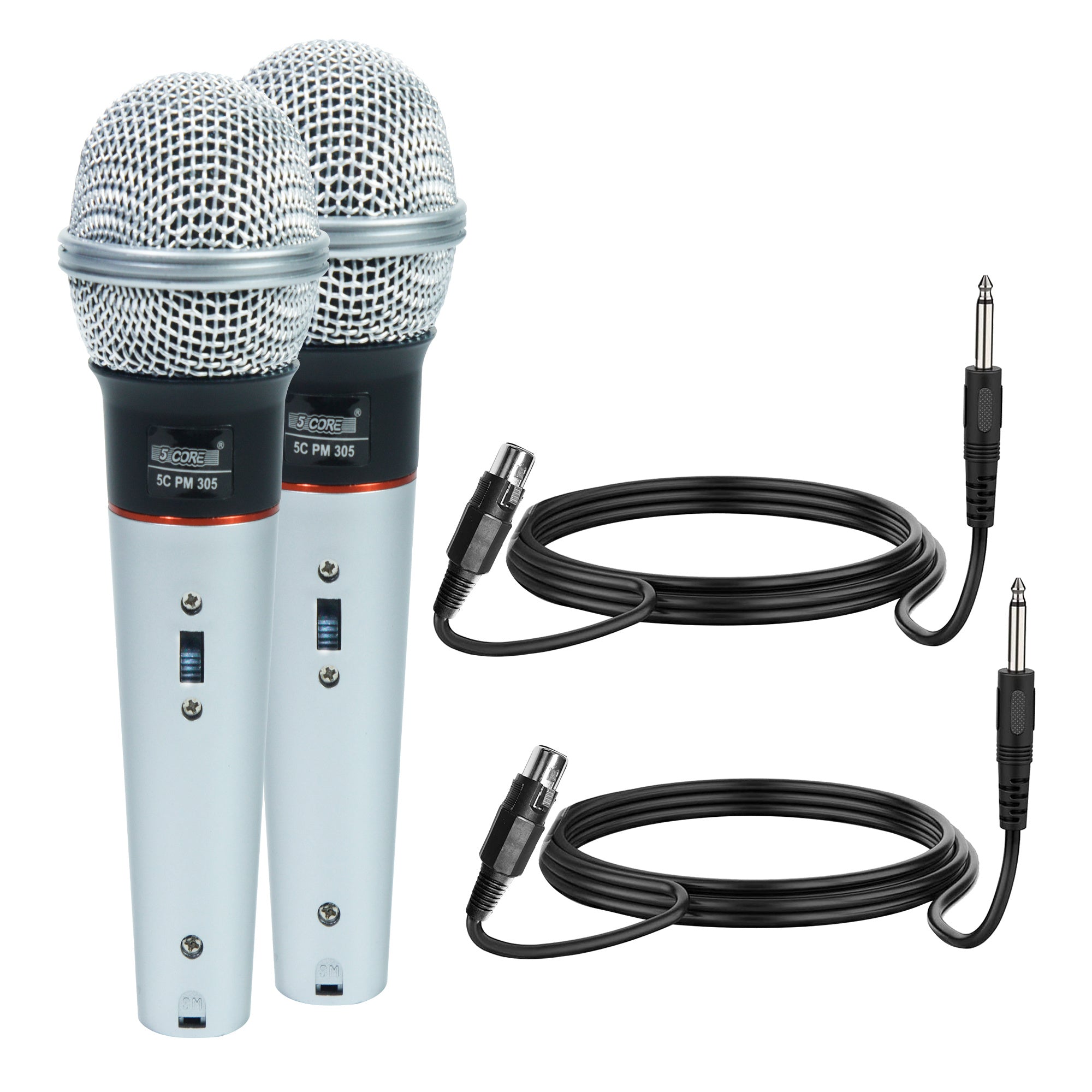 5 Core Microphone Wired Dynamic Vocal Handheld Mic Cardioid Karaoke Unidirectional Microfono w On and Off Switch Includes XLR Audio Cable for Singing, Public Speaking & Parties PM 305