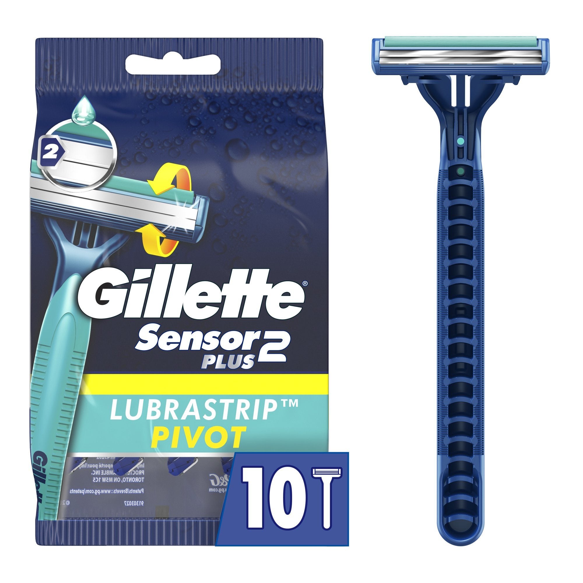 Gillette Sensor2 Plus Pivoting Head Men's Disposable Razors;  10 Count