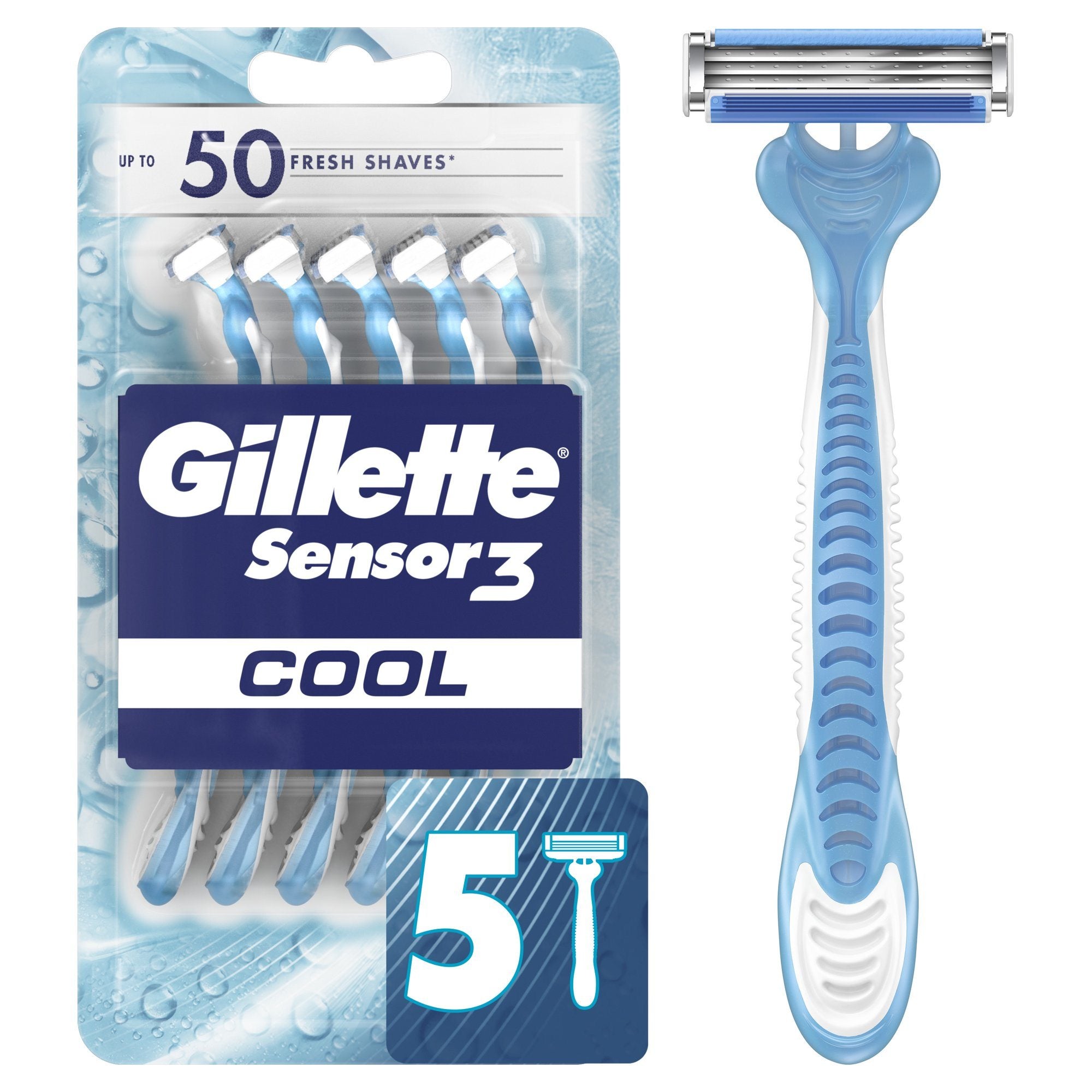 Gillette Sensor3 Cool Men's Disposable Razor;  5 Razors