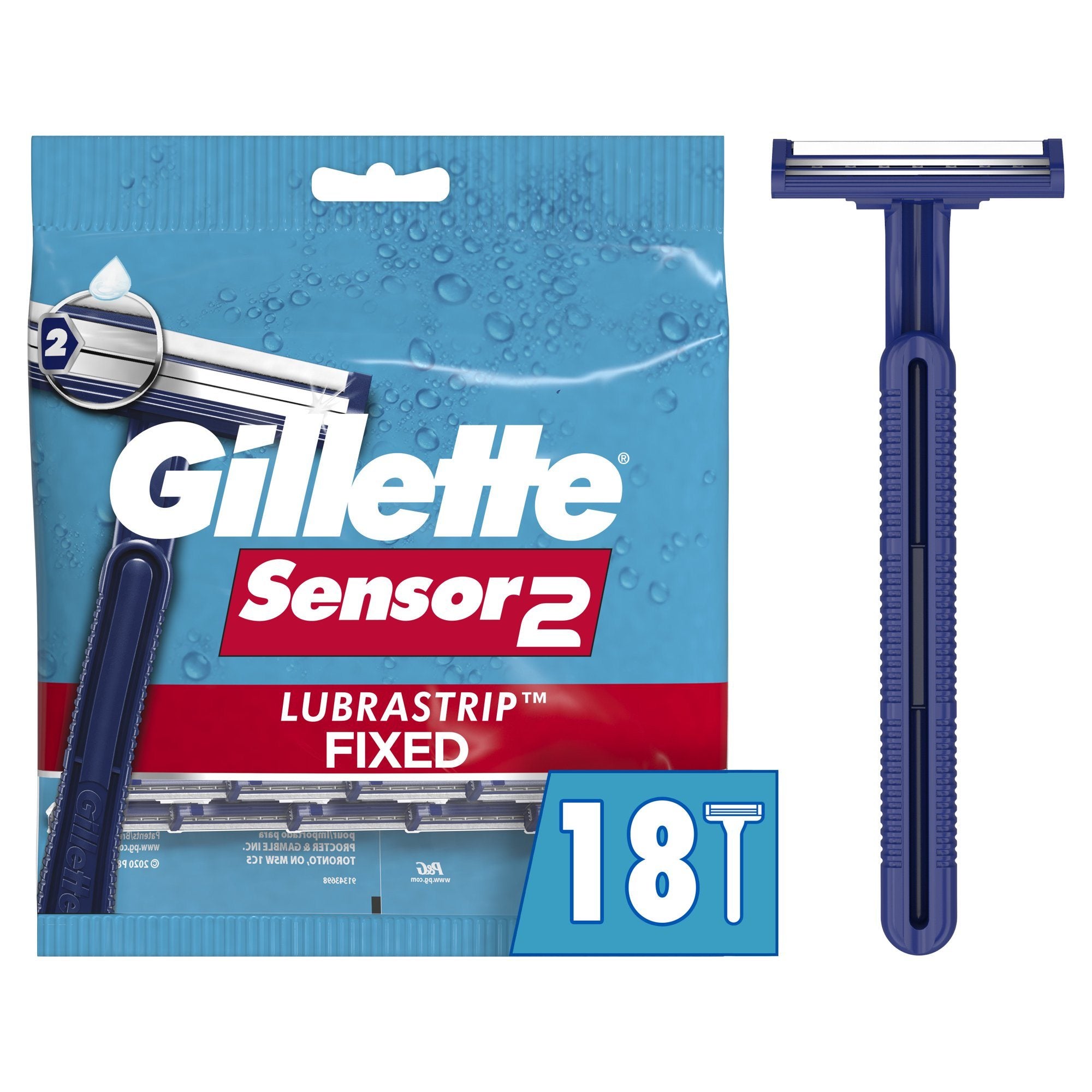 Gillette Sensor2 Fixed Head Men's Disposable Razors;  18 Count