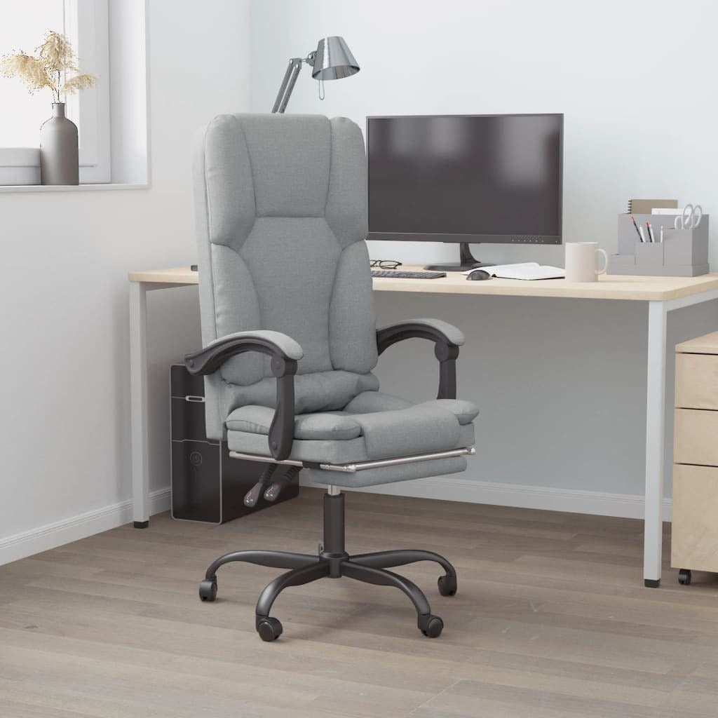 Massage Reclining Office Chair Light Gray Fabric