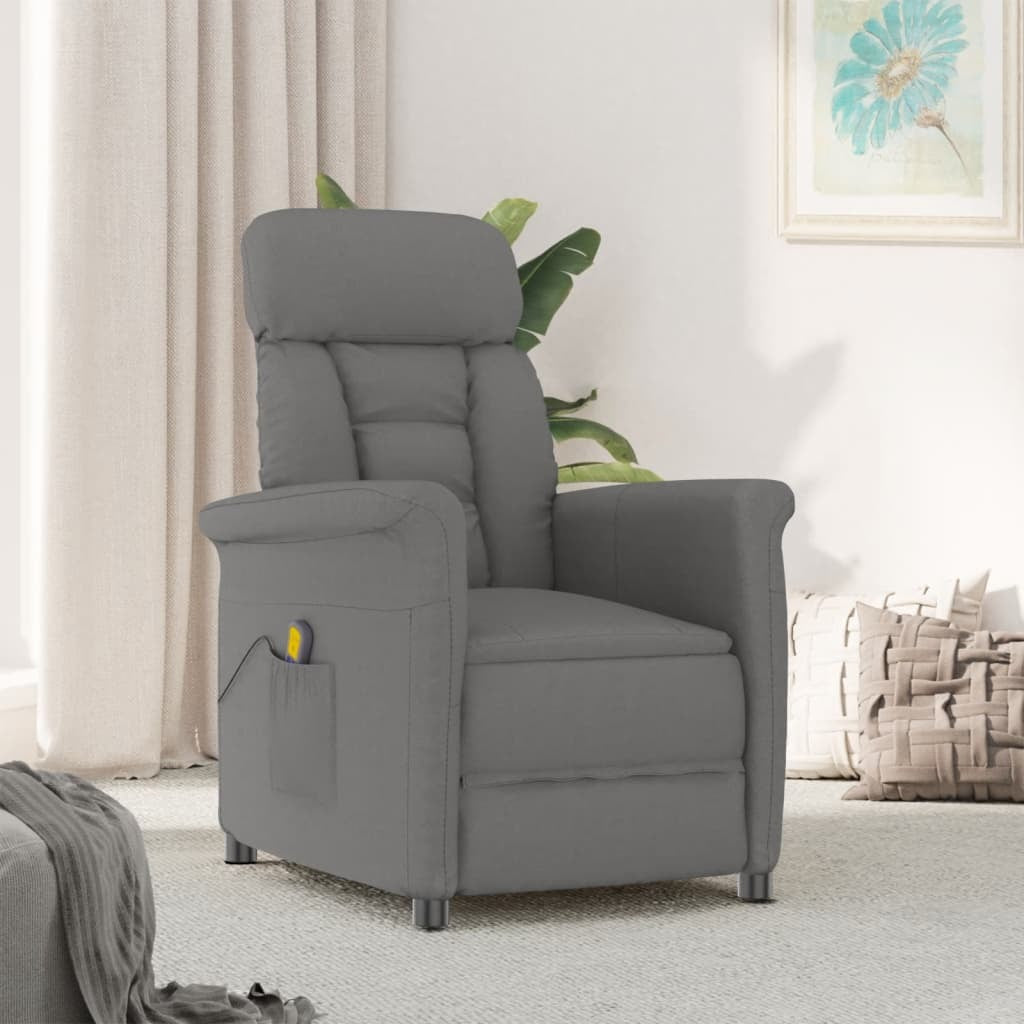 Massage Recliner Dark Gray Faux Suede Leather