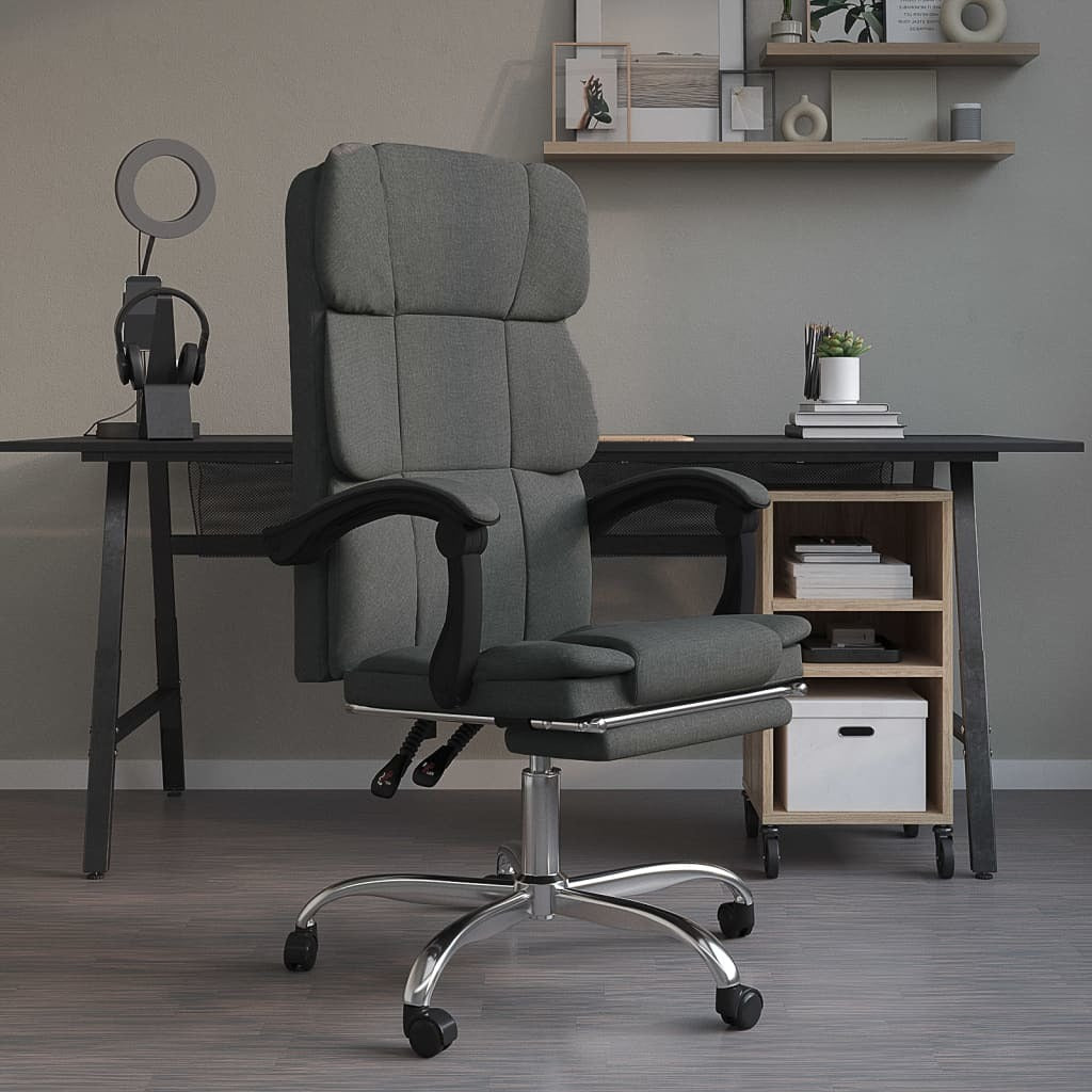 Reclining Office Chair Dark Gray Fabric