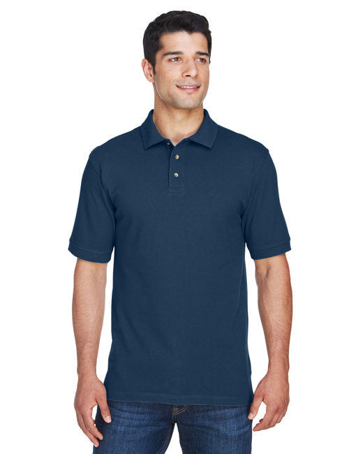 Men's Tall 6 oz. Ringspun Cotton Piqué Short-Sleeve Polo - BLACK - XLT