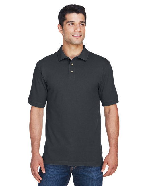Men's Tall 6 oz. Ringspun Cotton Piqué Short-Sleeve Polo - BLACK - XLT