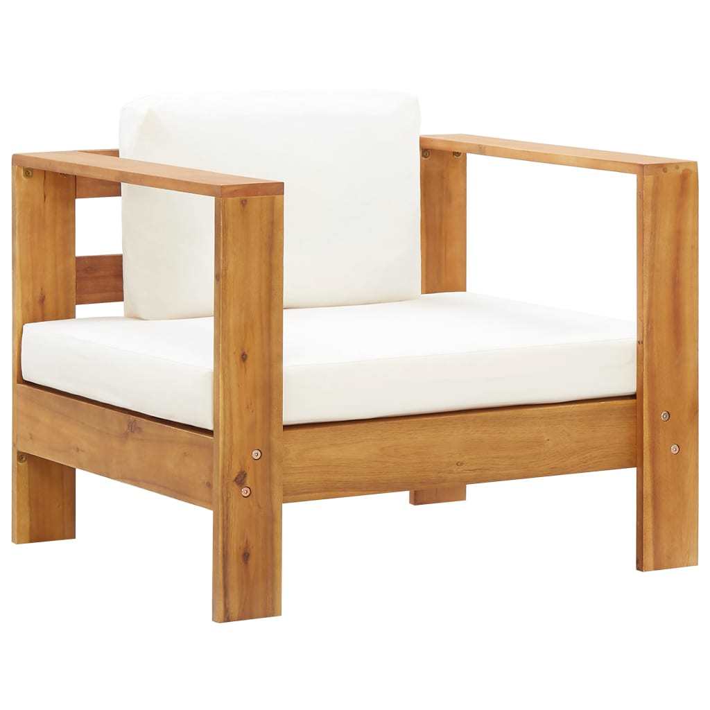 Patio Chair with Cushion Cream Solid Acacia Wood