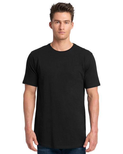 Men's Cotton Long Body Crew - BLACK - S