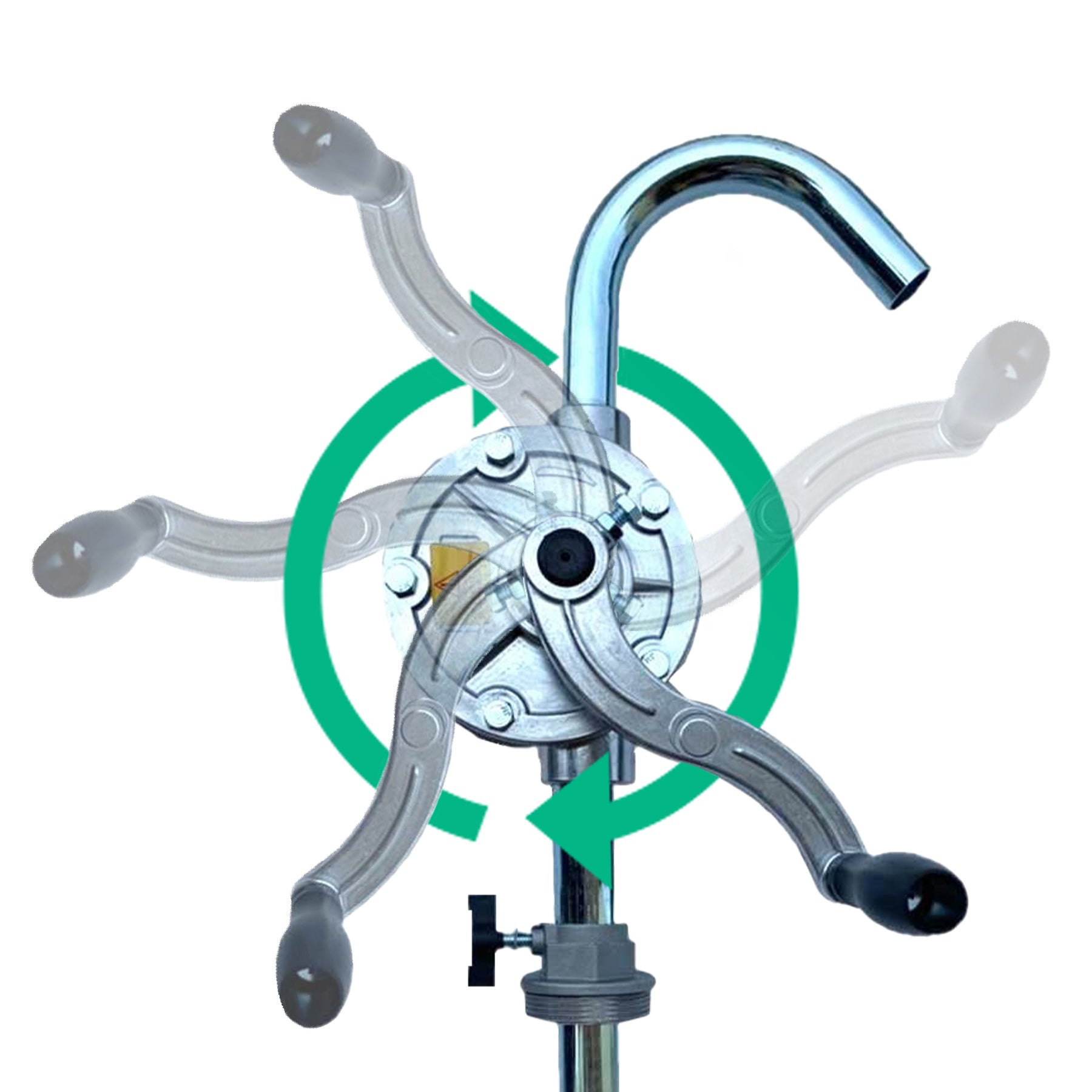 JAANHUEI RP91A Aluminum Rotary Drum Pump Hand Pump for Drum Barrels Patented in Taiwan Silver/Grey 56.1 inches (142.5 cm) PPS Vane;  NBR Seals 9.4 oz.