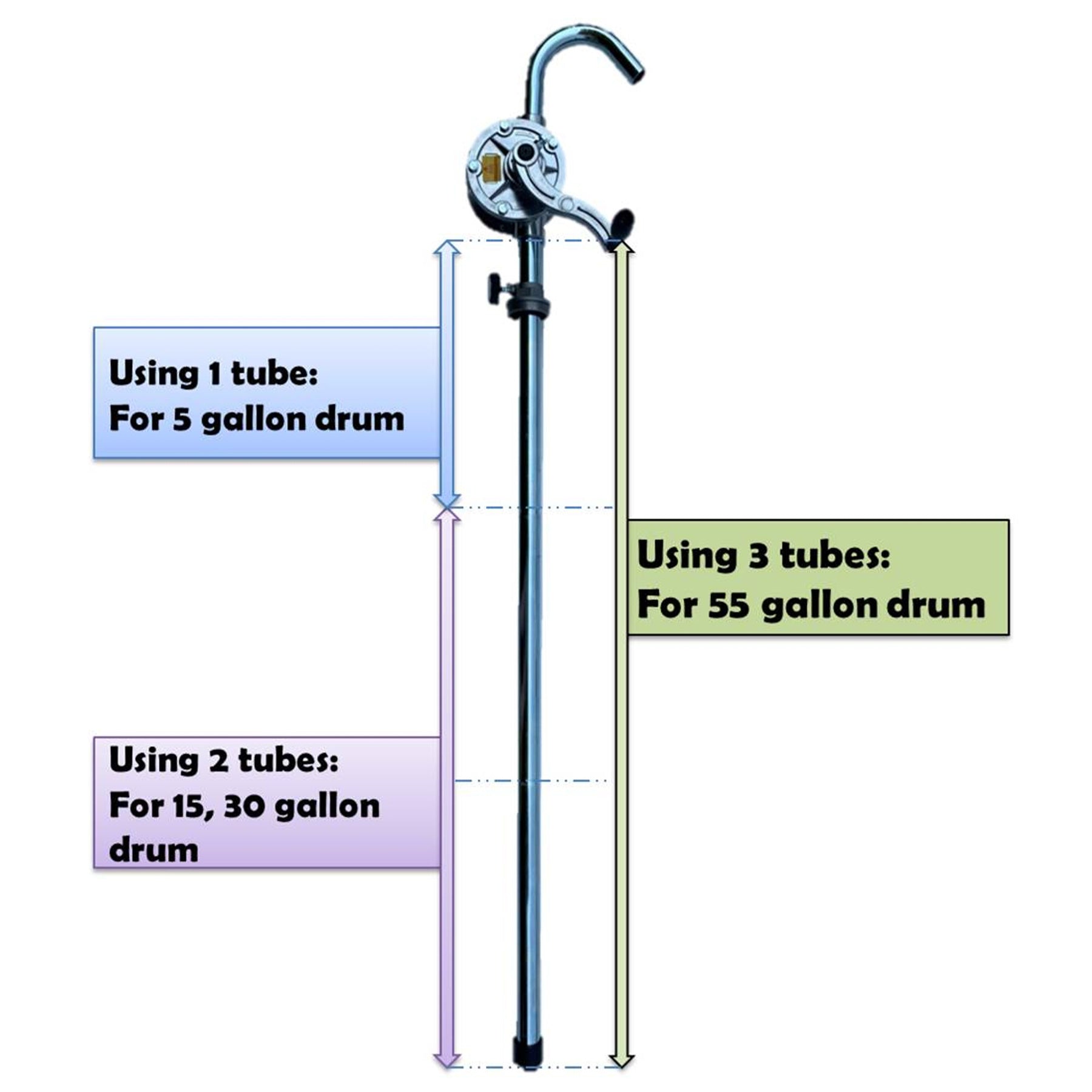 JAANHUEI RP91A Aluminum Rotary Drum Pump Hand Pump for Drum Barrels Patented in Taiwan Silver/Grey 56.1 inches (142.5 cm) PPS Vane;  NBR Seals 9.4 oz.