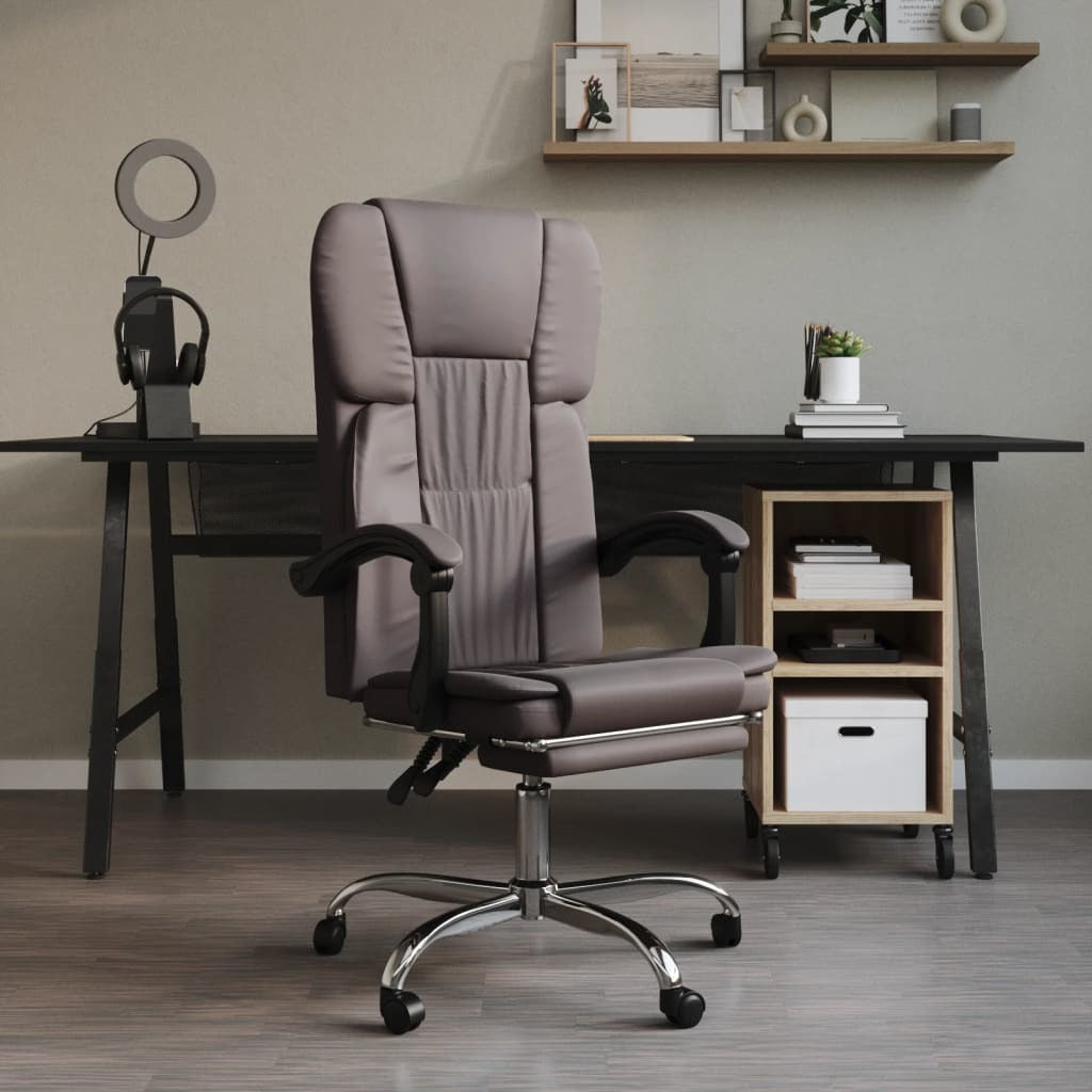 Reclining Office Chair Gray Faux Leather