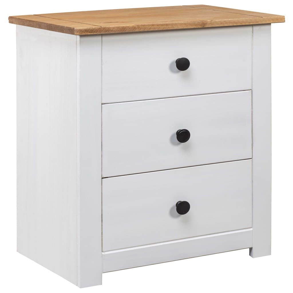 Bedside Cabinet White 18.1"x15.7"x22.4" Pinewood Panama Range