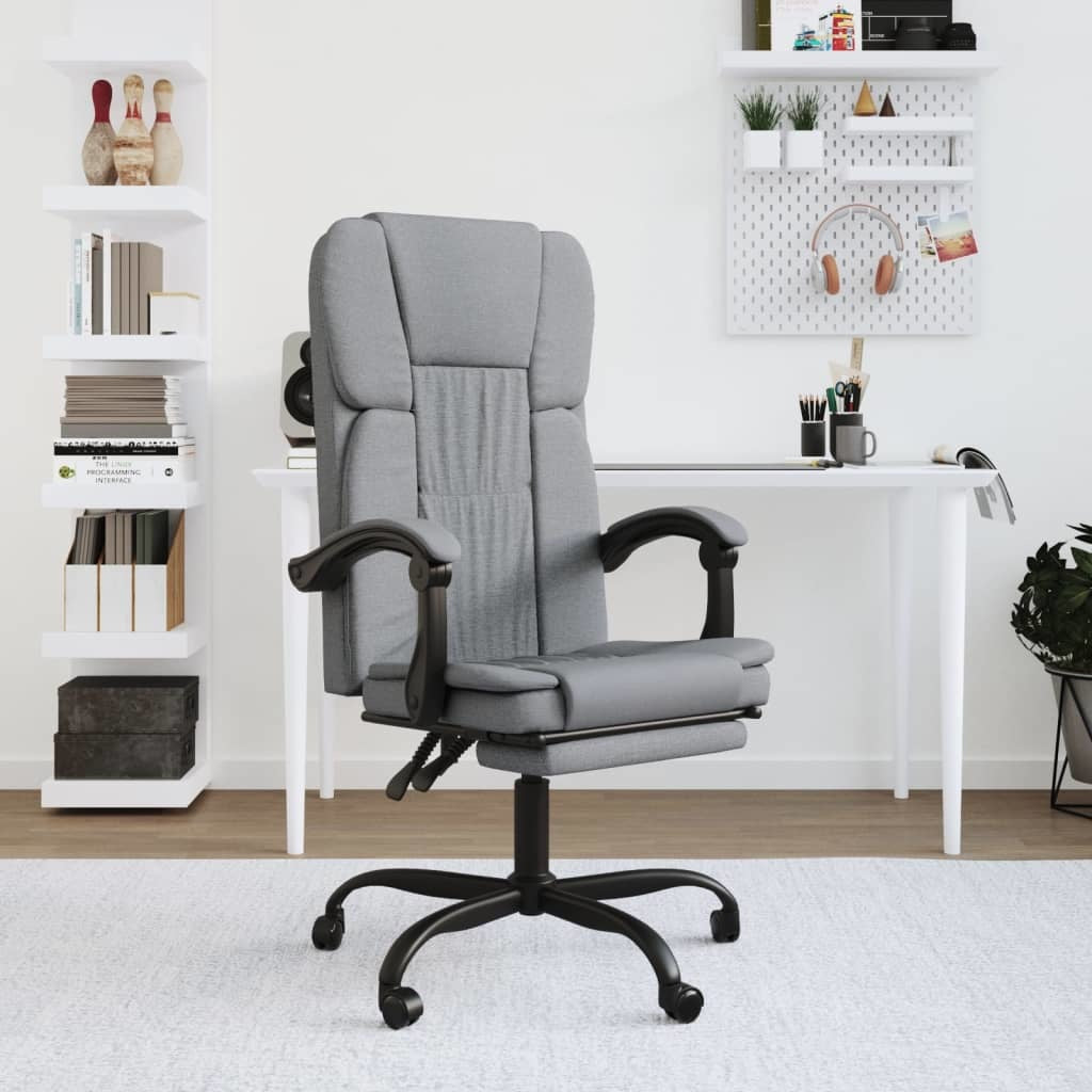 Reclining Office Chair Light Gray Fabric