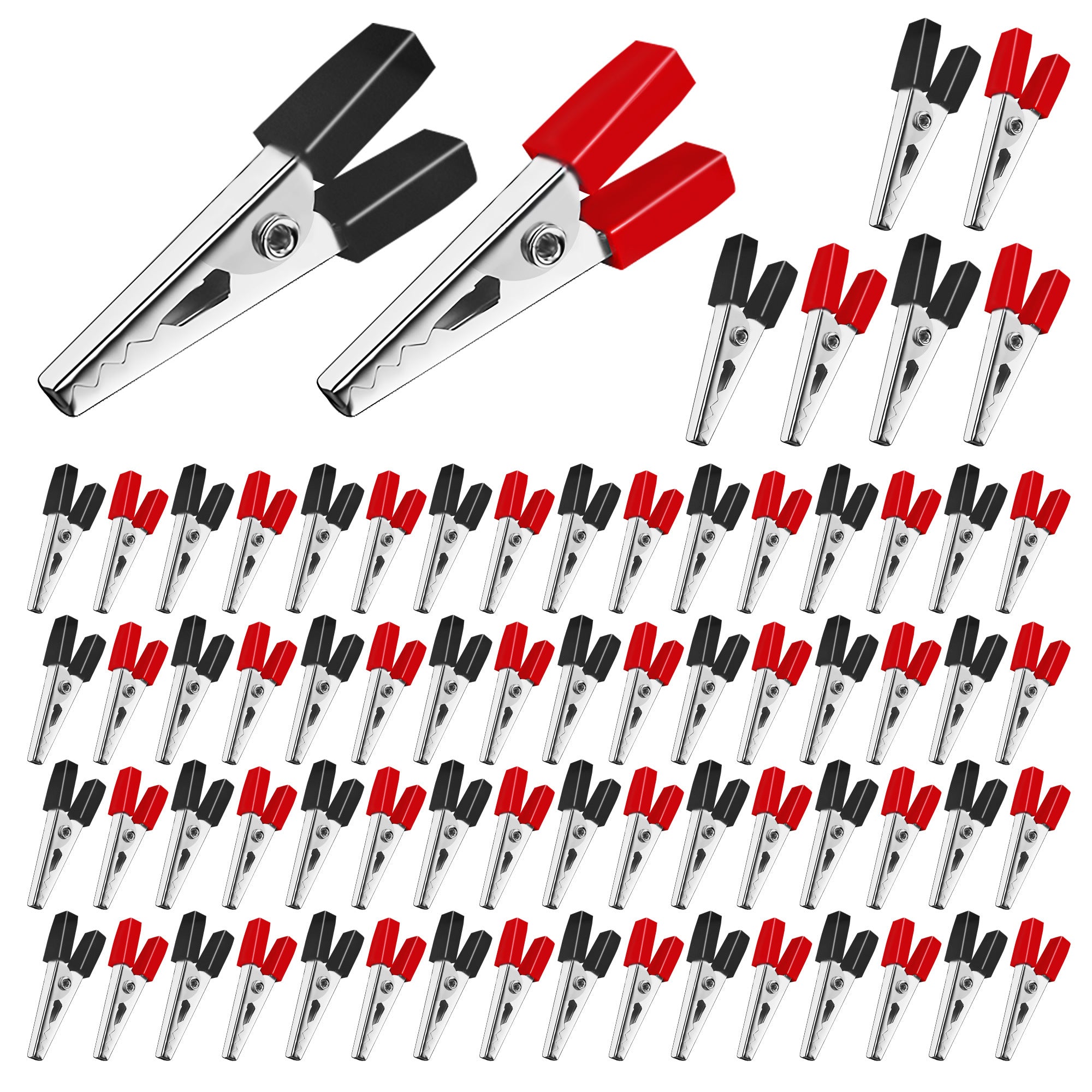 5 Core Alligator Clip Electrical Battery Clamps Insulated Gator Wire Clips DIY Battery Crocodile Cable Clamps Heavy Duty Metal Battery Charger - ALLIGATOR 72 PCS