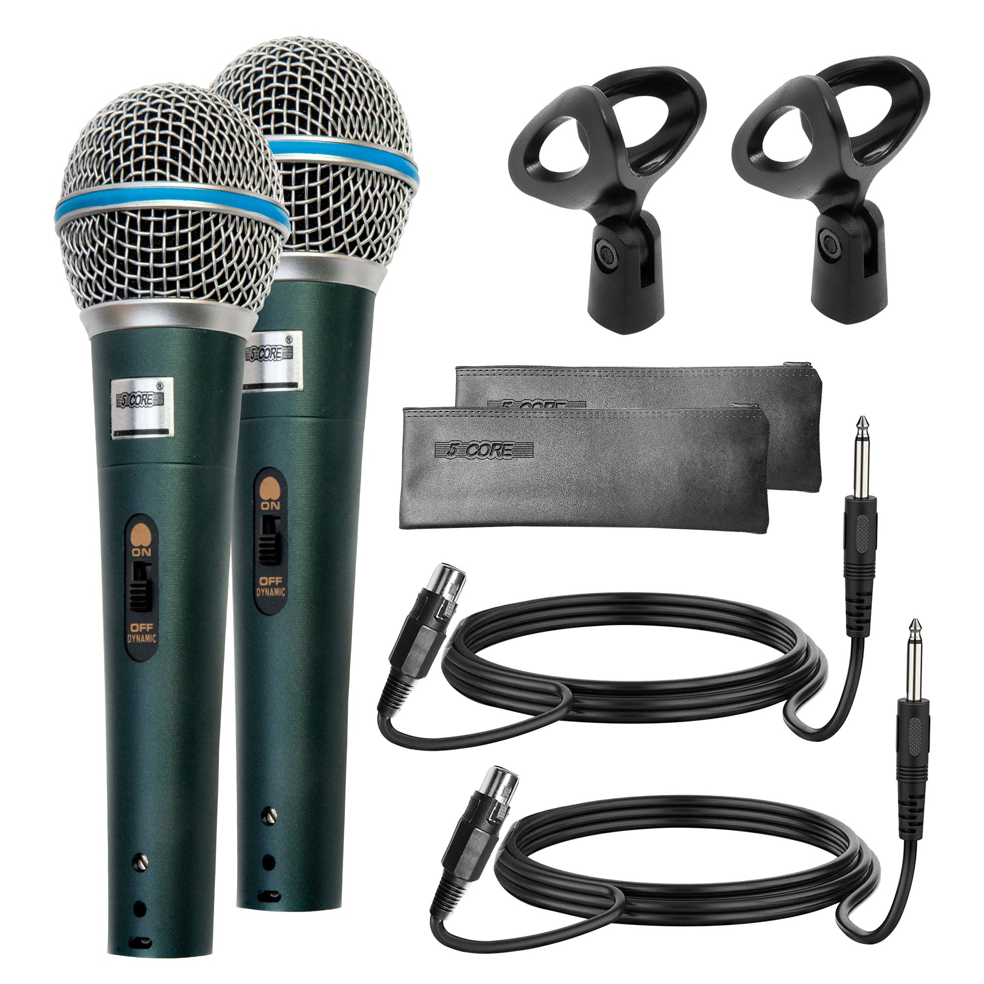 5 Core Premium Handheld Microphone Unidirectional Vocal Dynamic Cardioid Mic with Detachable 10ft XLR Cable Mic Clip Mesh Grille & ON/Off Switch Suited for Speakers Amp Mixers Karaoke Singing- BETA