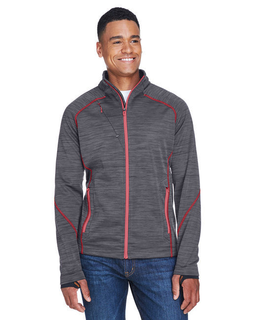 Men's Flux Mélange Bonded Fleece Jacket - CARBON/ OLY RED - S