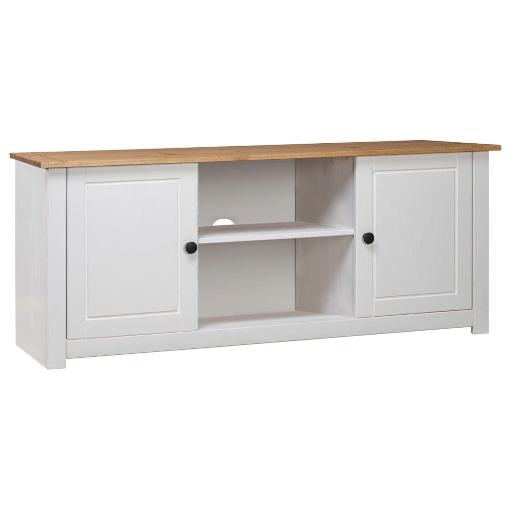 TV Stand White 47.2"x15.7"x19.7" Solid Pine Wood Panama Range