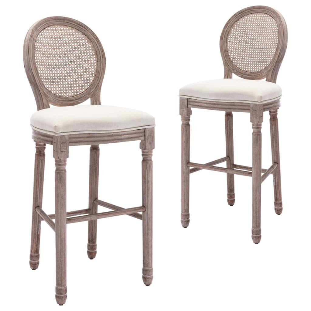 Bar Stools 2 pcs White Linen