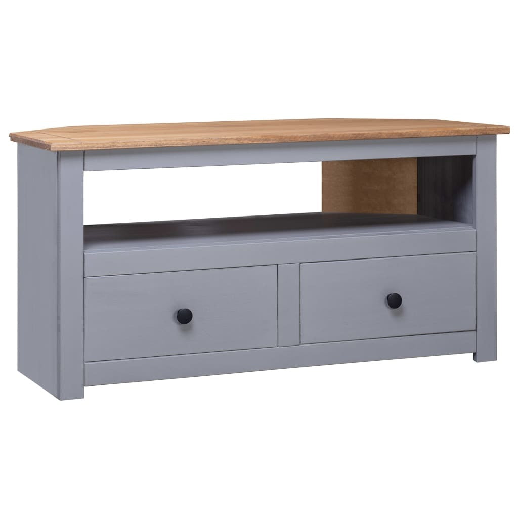 Corner TV Stand Gray 36.6"x19.3"x19.3" Solid Pine Panama Range