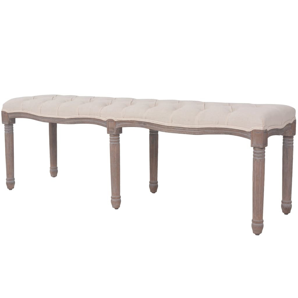 Bench Linen Solid Wood 59.1" x 15.7" x 18.9" Cream White