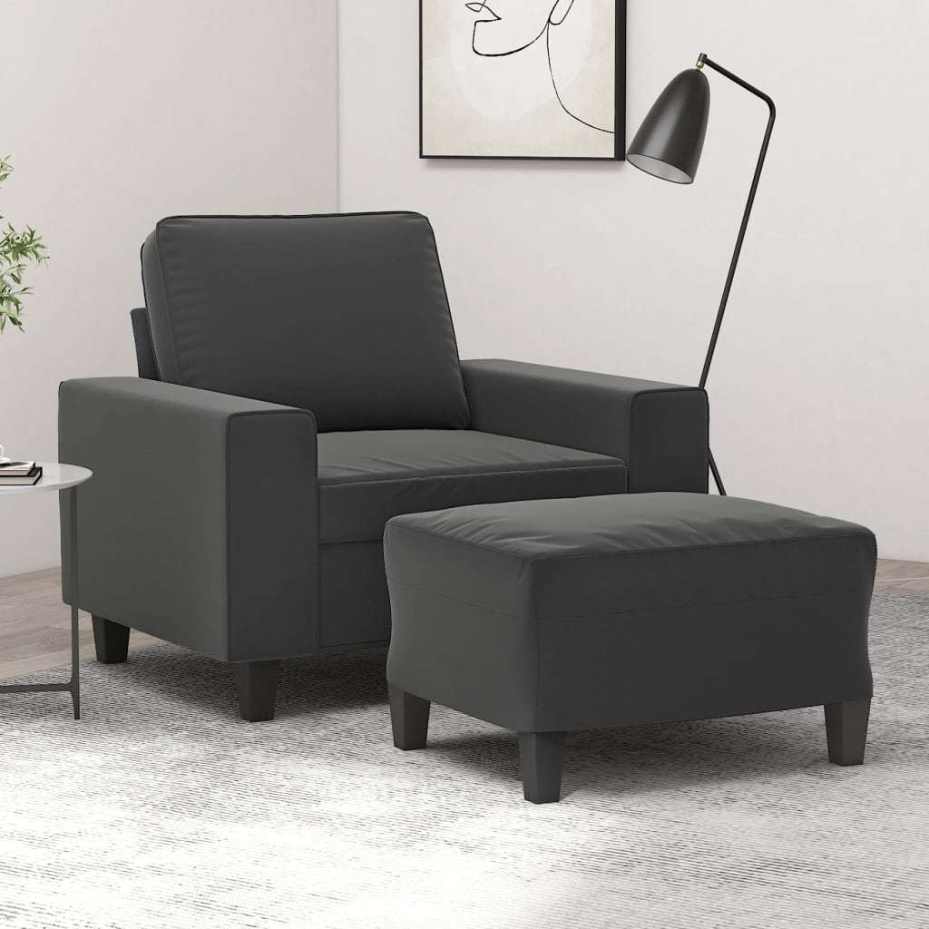 Sofa Chair with Footstool Dark Gray 23.6" Microfiber Fabric