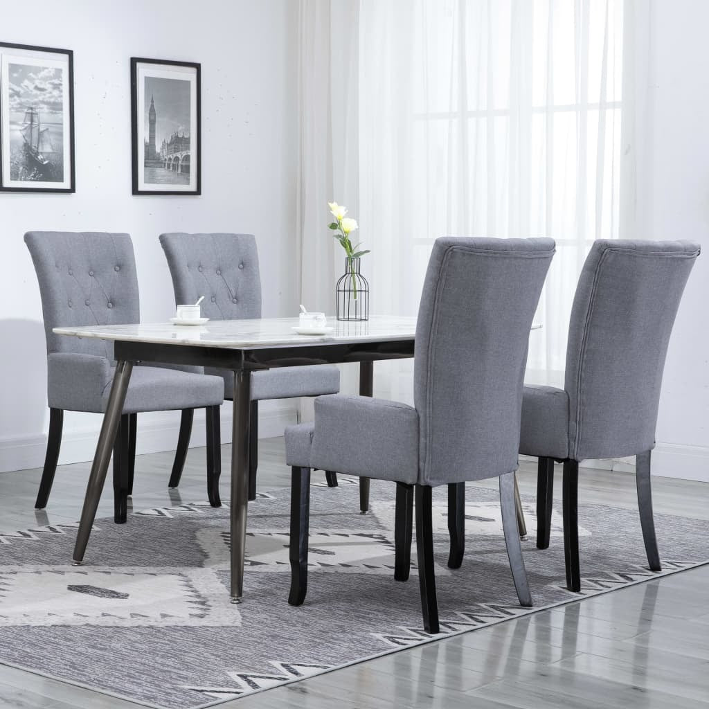 Dining Chairs with Armrests 4 pcs Light Gray Fabric