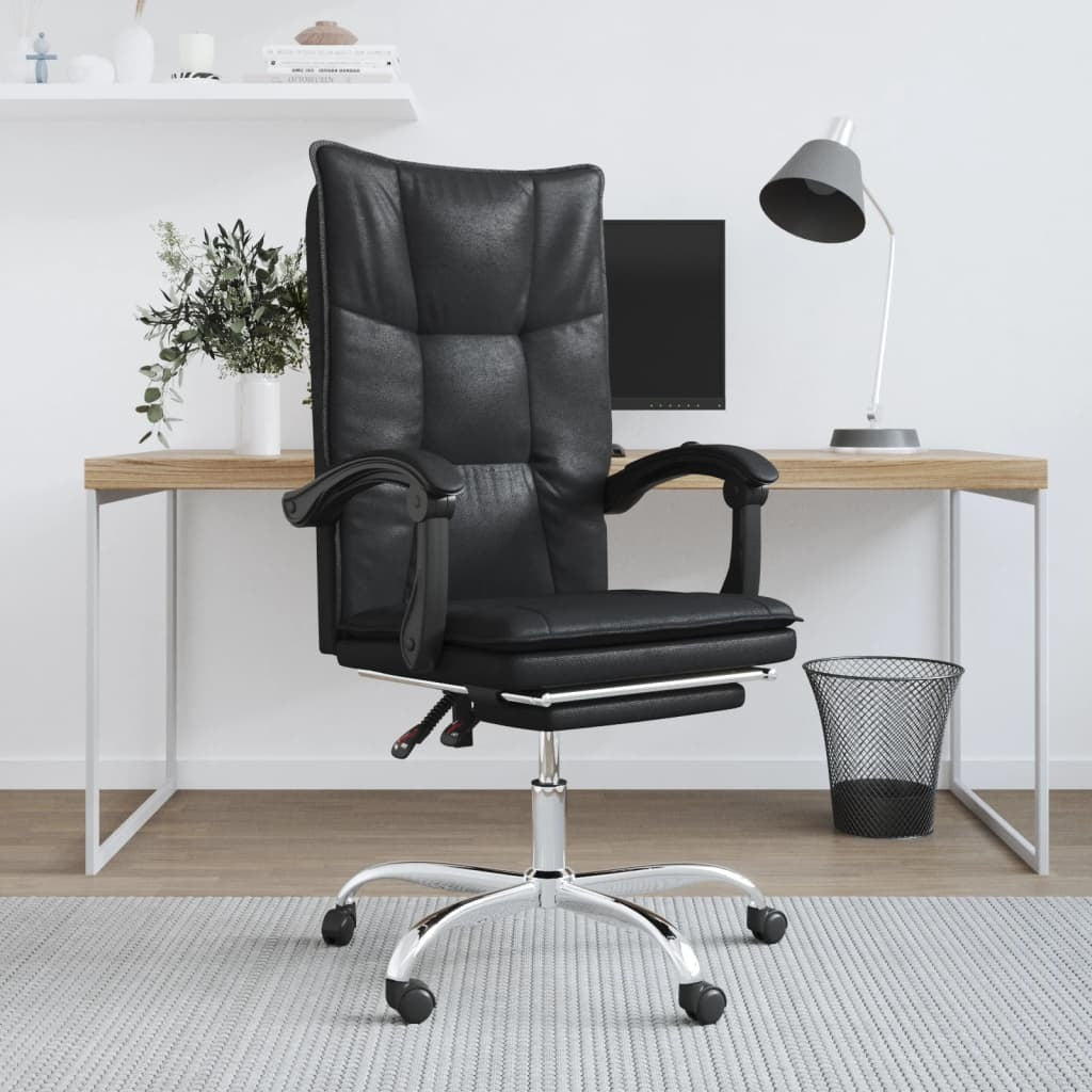 Reclining Office Chair Black Faux Leather