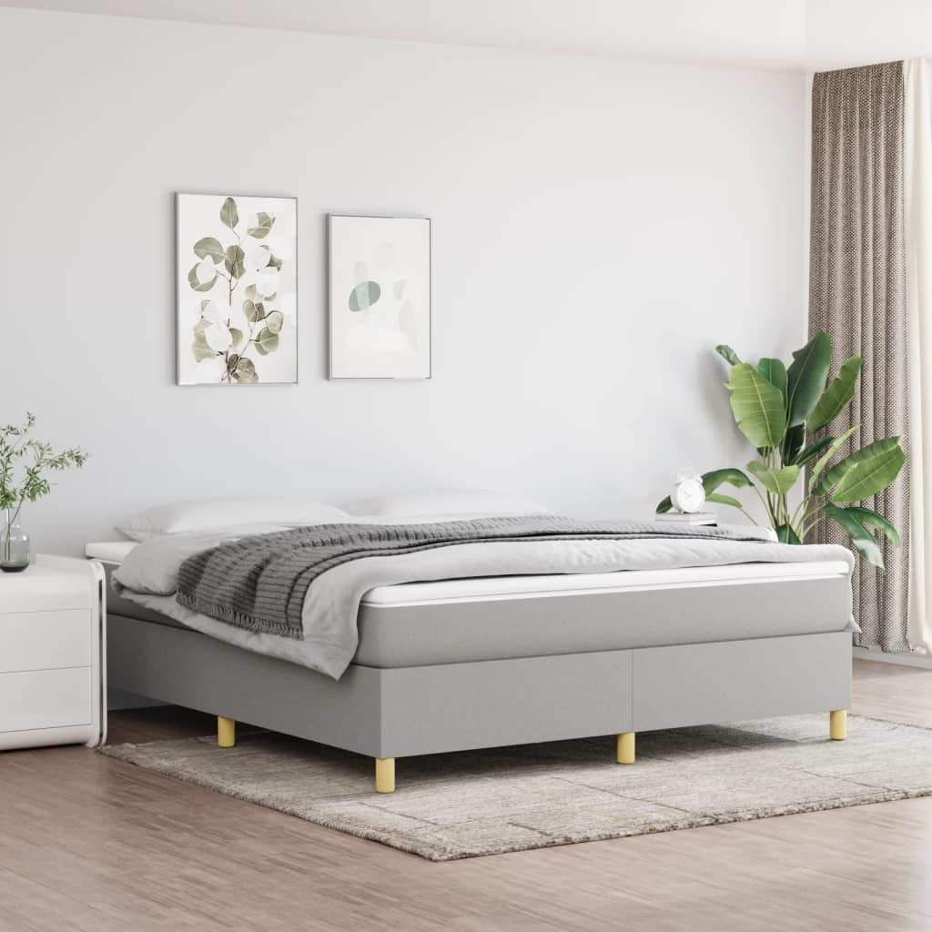 Box Spring Bed with Mattress Light Gray 72"x83.9" California King Fabric