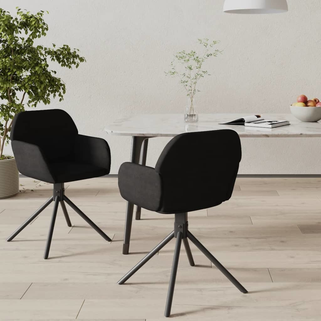 Swivel Dining Chairs 2 pcs Black Velvet