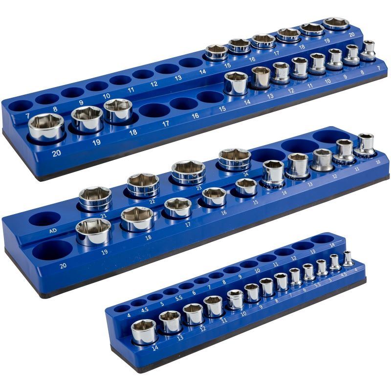 3-Pack Metric Magnetic Socket Organizers For Tool Box Organizer