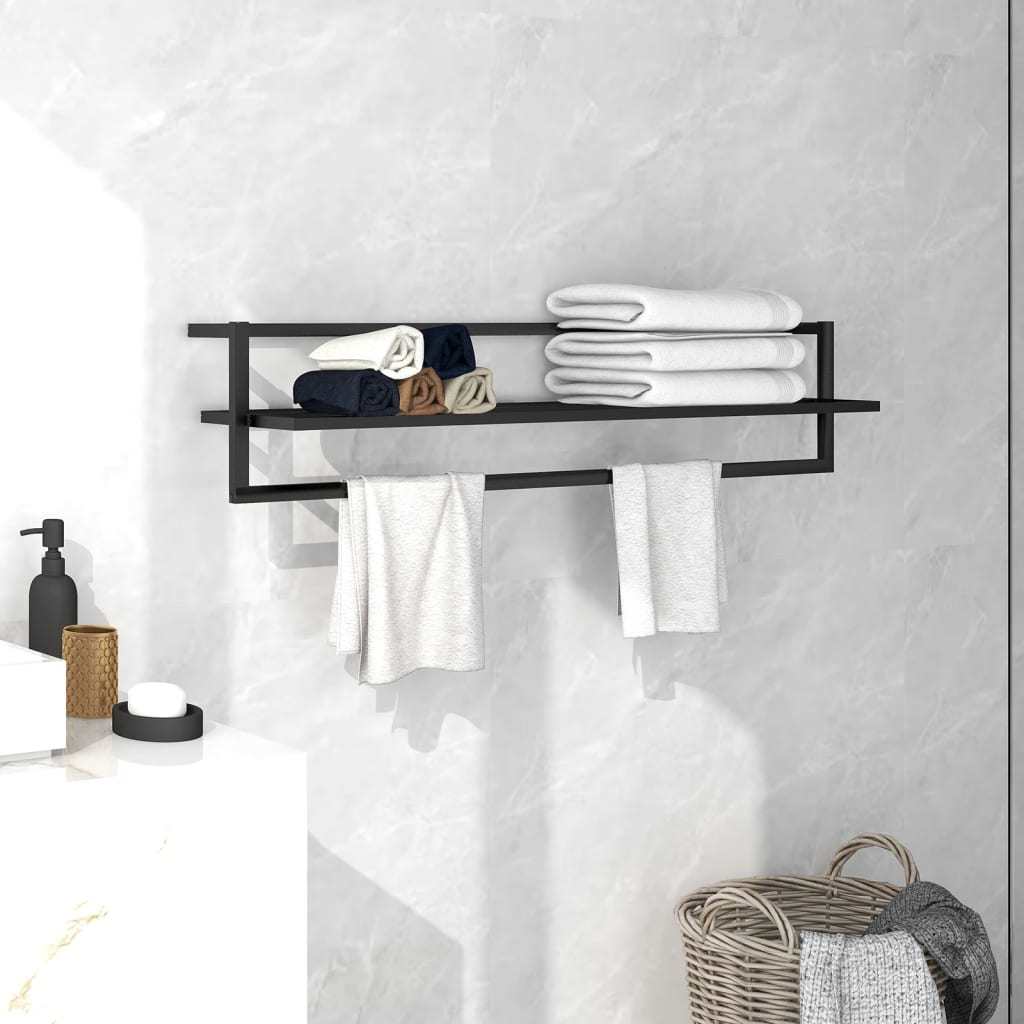 Towel Rack Black 37.4"x9.8"x8.7" Iron