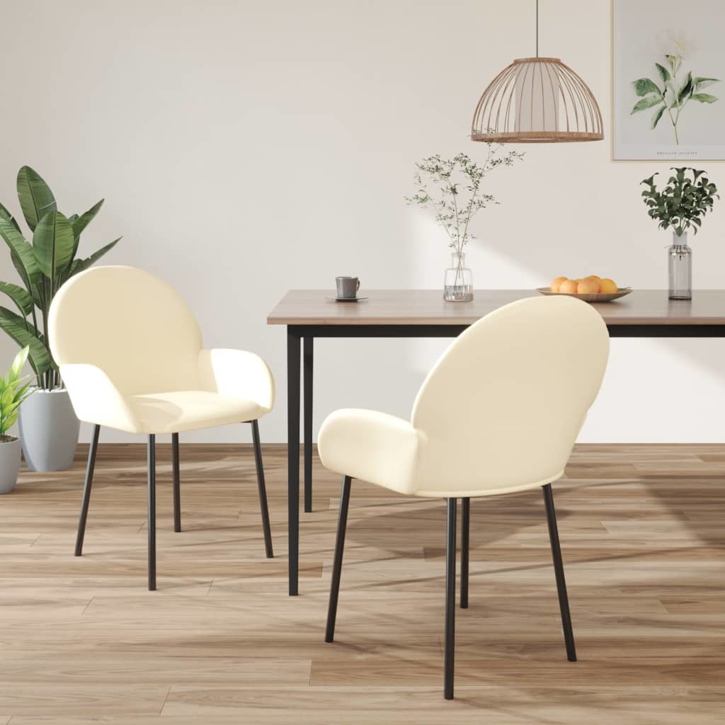 Dining Chairs 2 pcs Cream Faux Leather