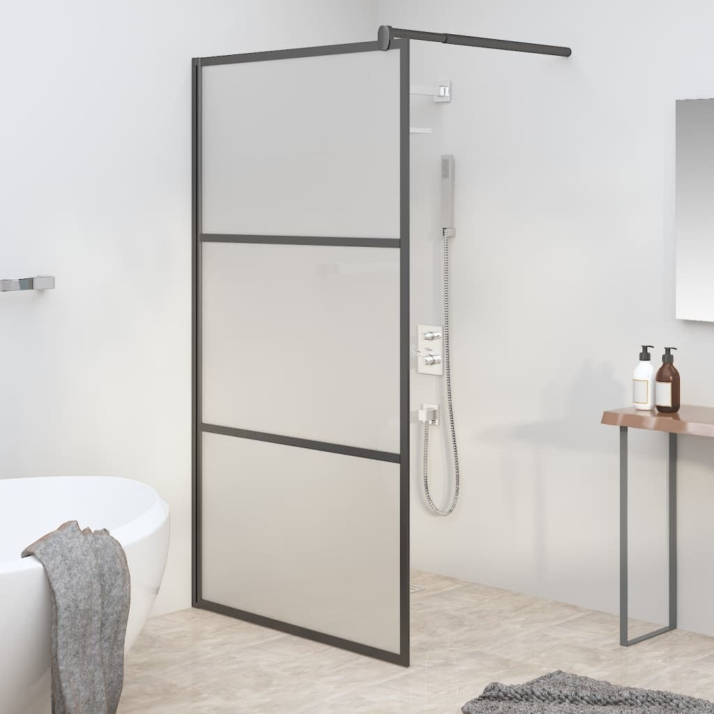 Walk-in Shower Wall 39.4"x76.8" Frosted ESG Glass Black