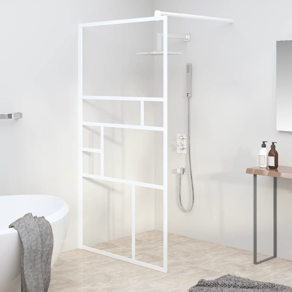 Walk-in Shower Wall 45.3"x76.8" ESG Glass White