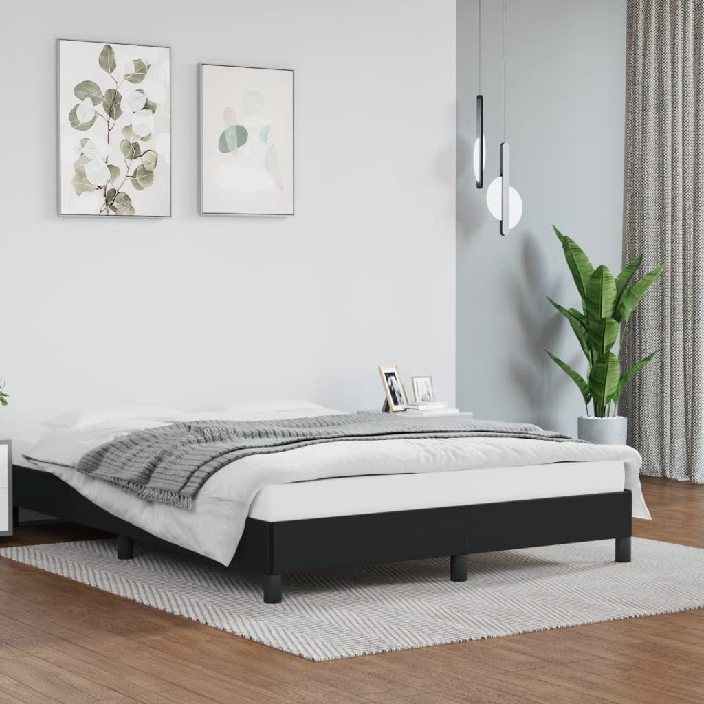 Bed Frame Black 53.9"x74.8" Full Faux Leather