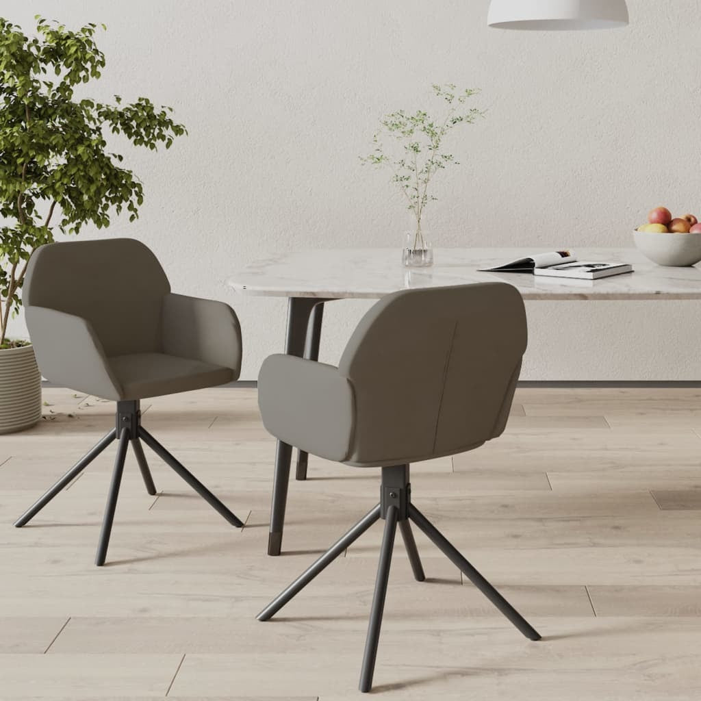 Swivel Dining Chairs 2 pcs Dark Gray Velvet