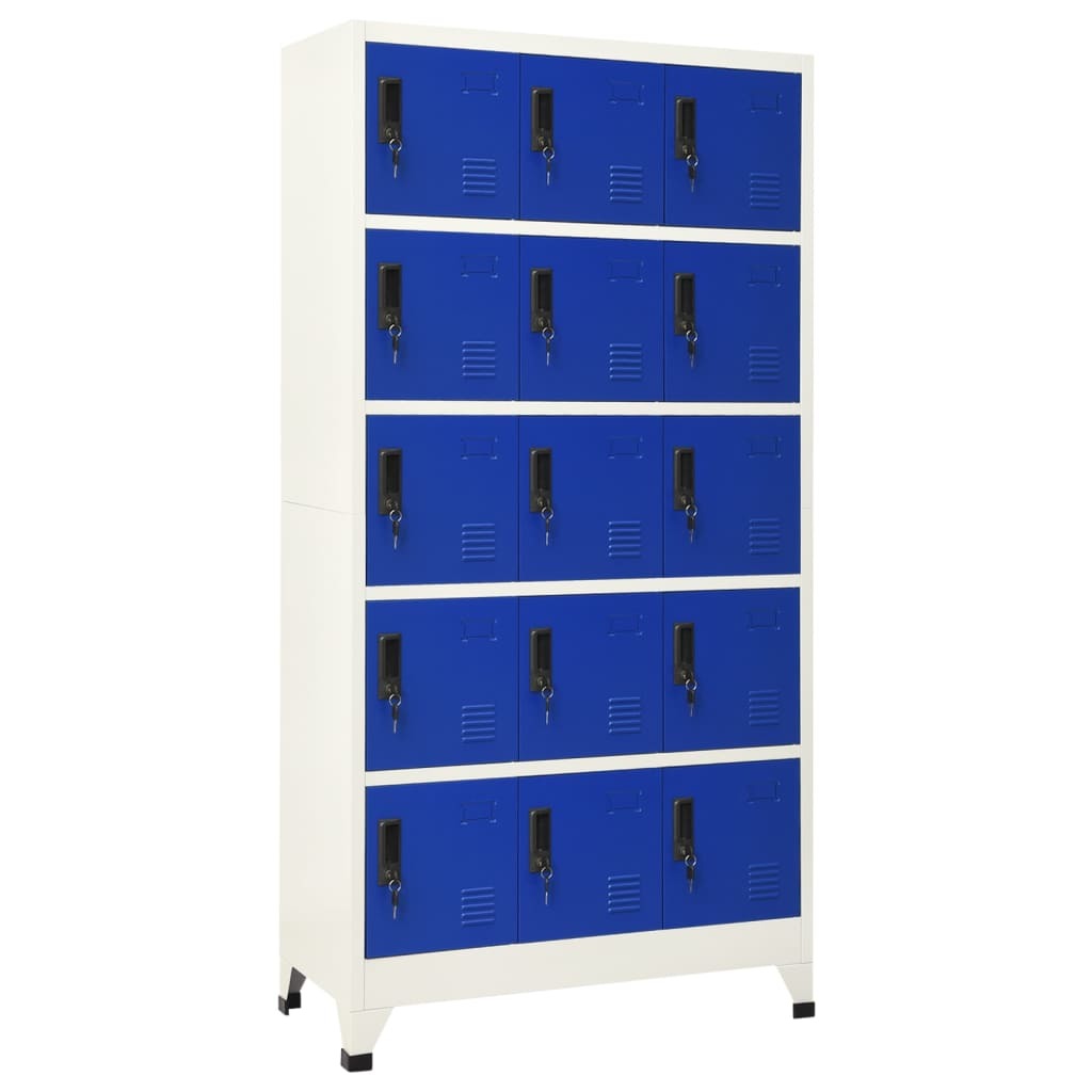 Locker Cabinet Gray and Blue 35.4"x15.7"x70.9" Steel