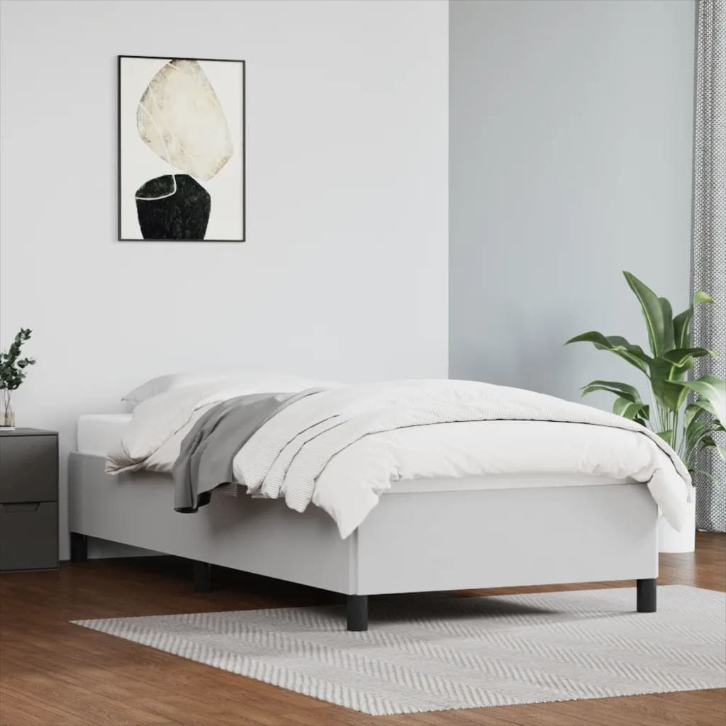 Bed Frame White 39.4"x79.9" Twin XL Faux Leather