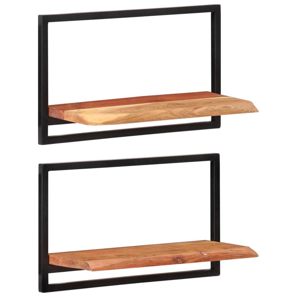 Wall Shelves 2 pcs 23.6"x9.8"x13.8" Solid Wood Acacia and Steel