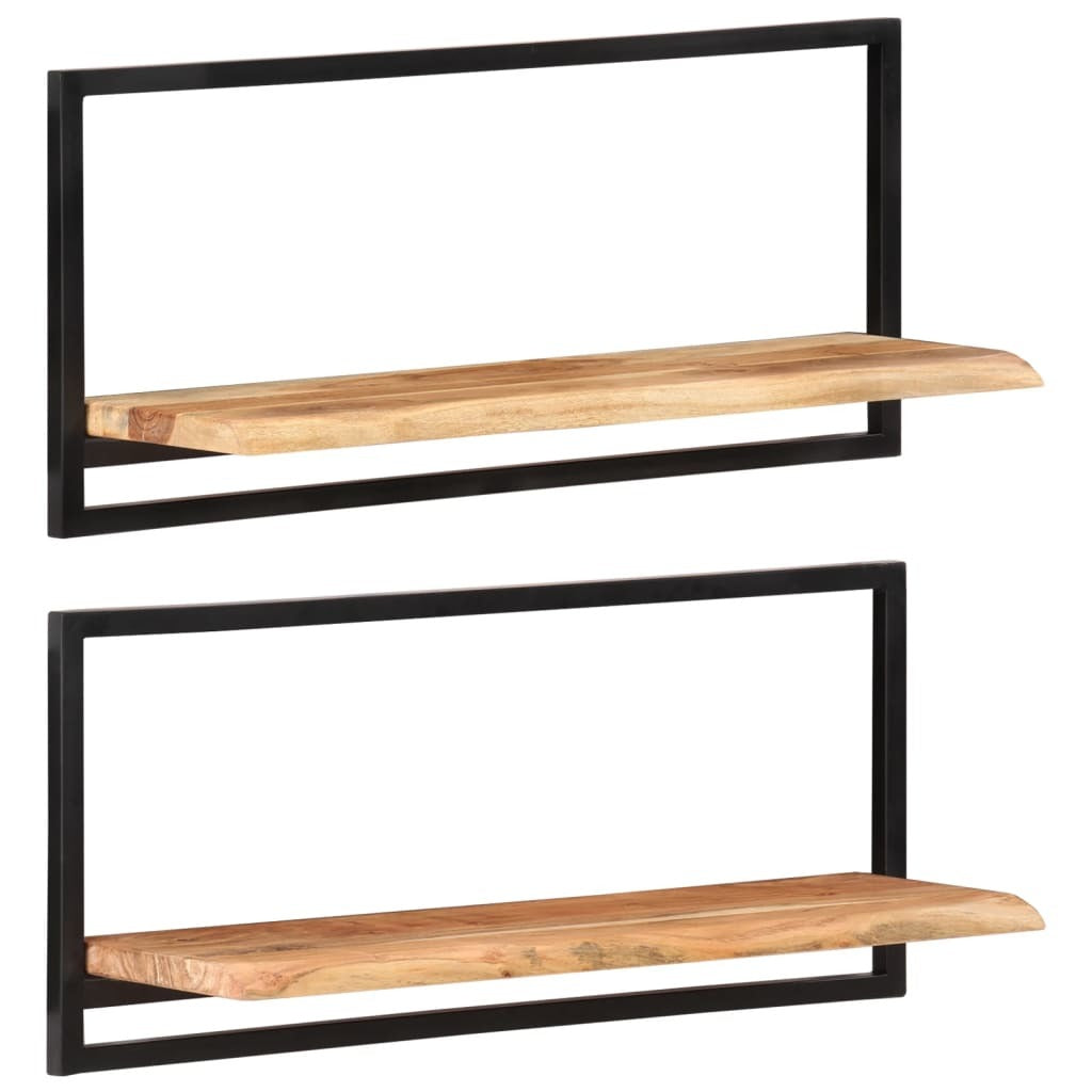 Wall Shelves 2 pcs 31.5"x9.8"x13.8" Solid Wood Acacia and Steel