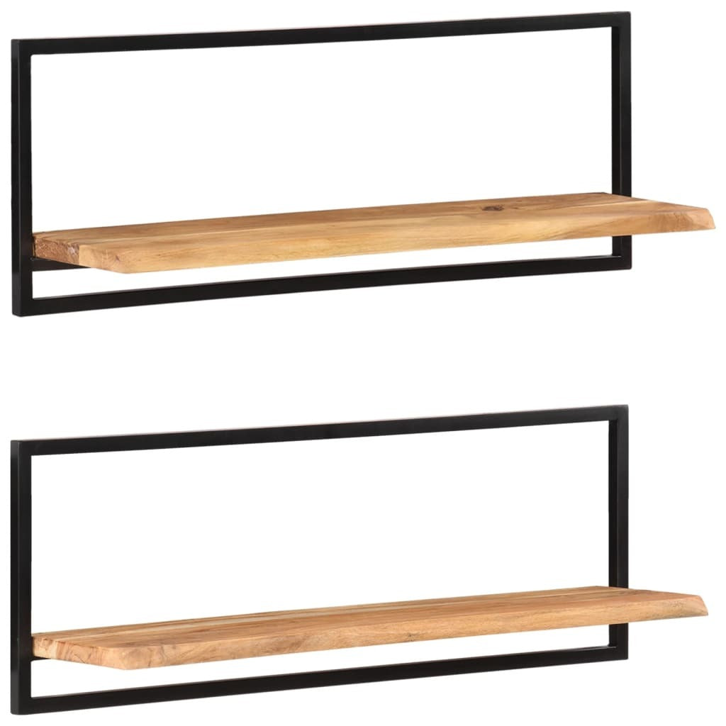 Wall Shelves 2 pcs 39.4"x9.4"x13.8" Solid Wood Acacia and Steel