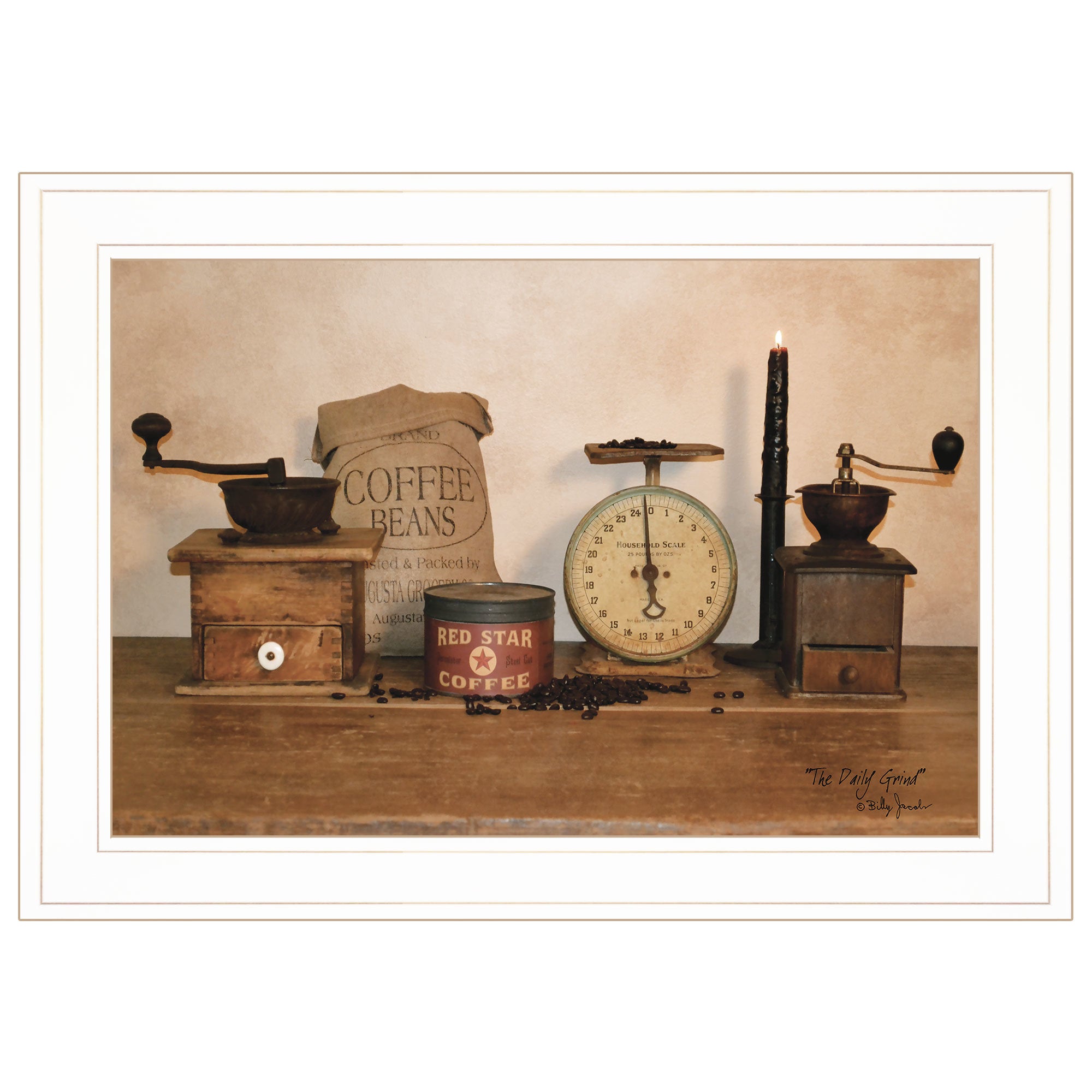 "The Daily Grind" by Billy Jacobs, Ready to Hang Framed Print, White Frame