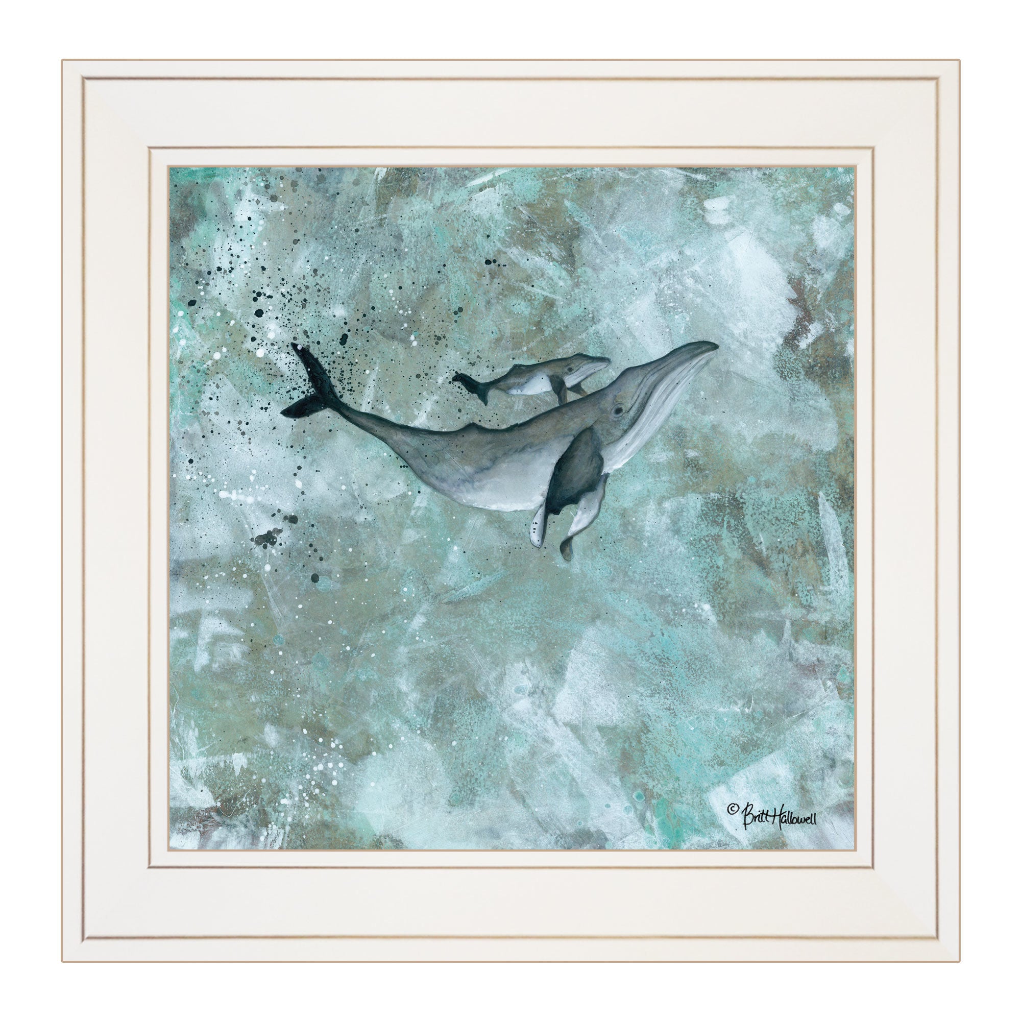 "Simplicity Humpback" "by Britt Hallowell, Ready to Hang Framed Print, White Frame