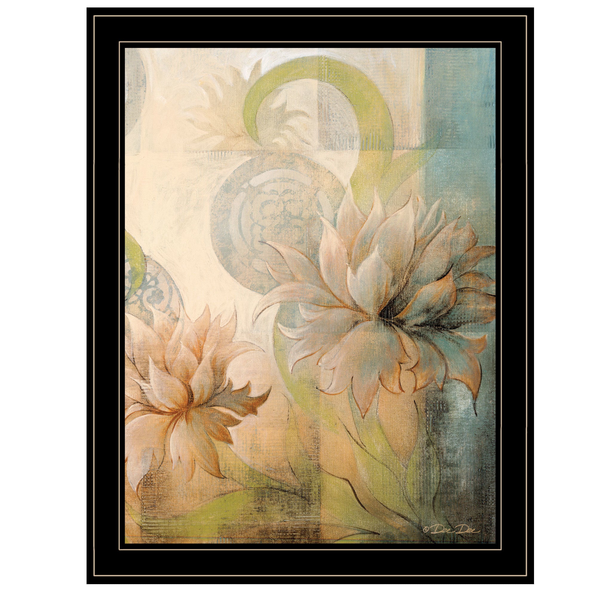 "Meandering Flowers II" by Dee Dee, Ready to Hang Framed Print, Black Frame
