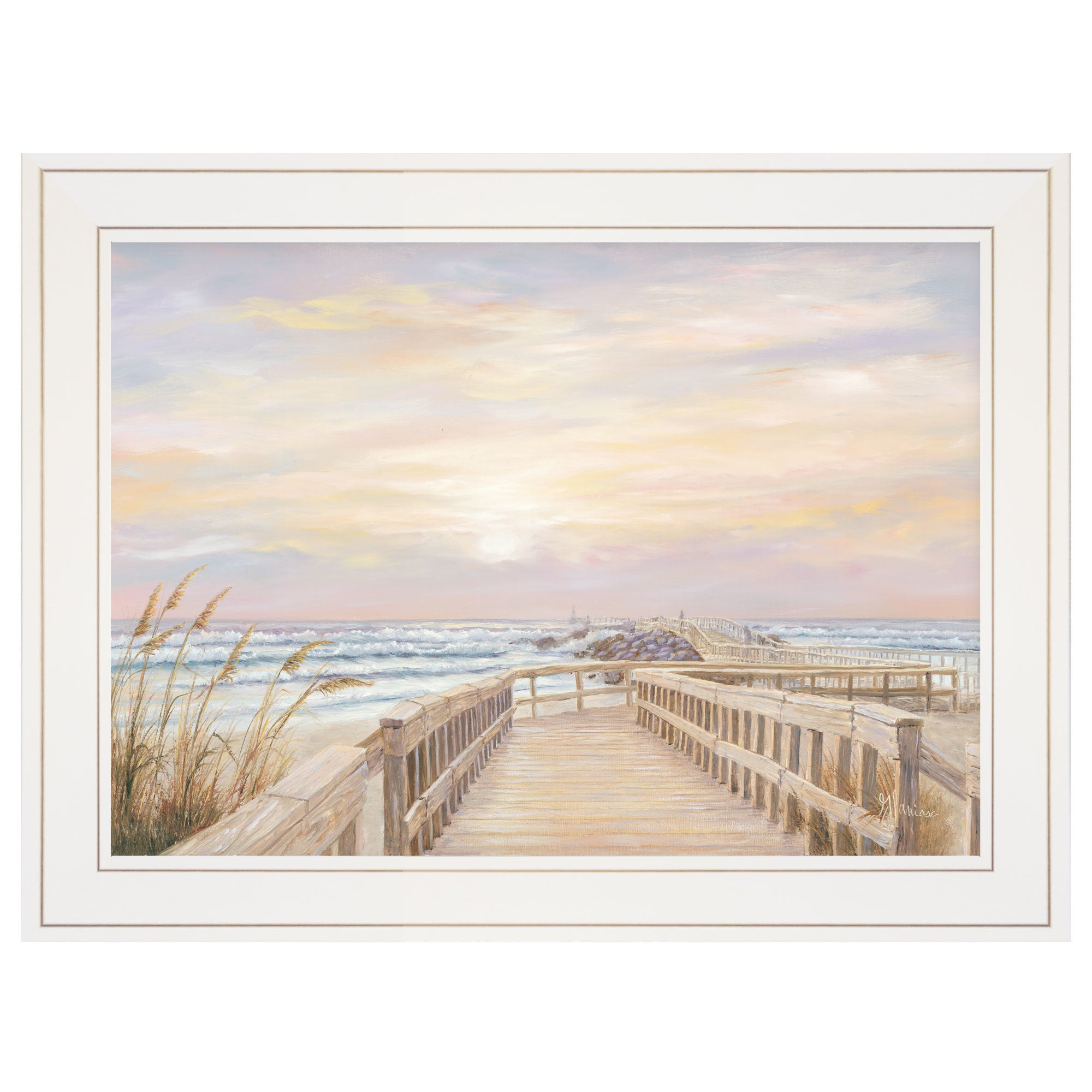 "Ponce Inlet Jetty Sunrise" by Georgia Janisse, Ready to Hang Framed Print, White Frame