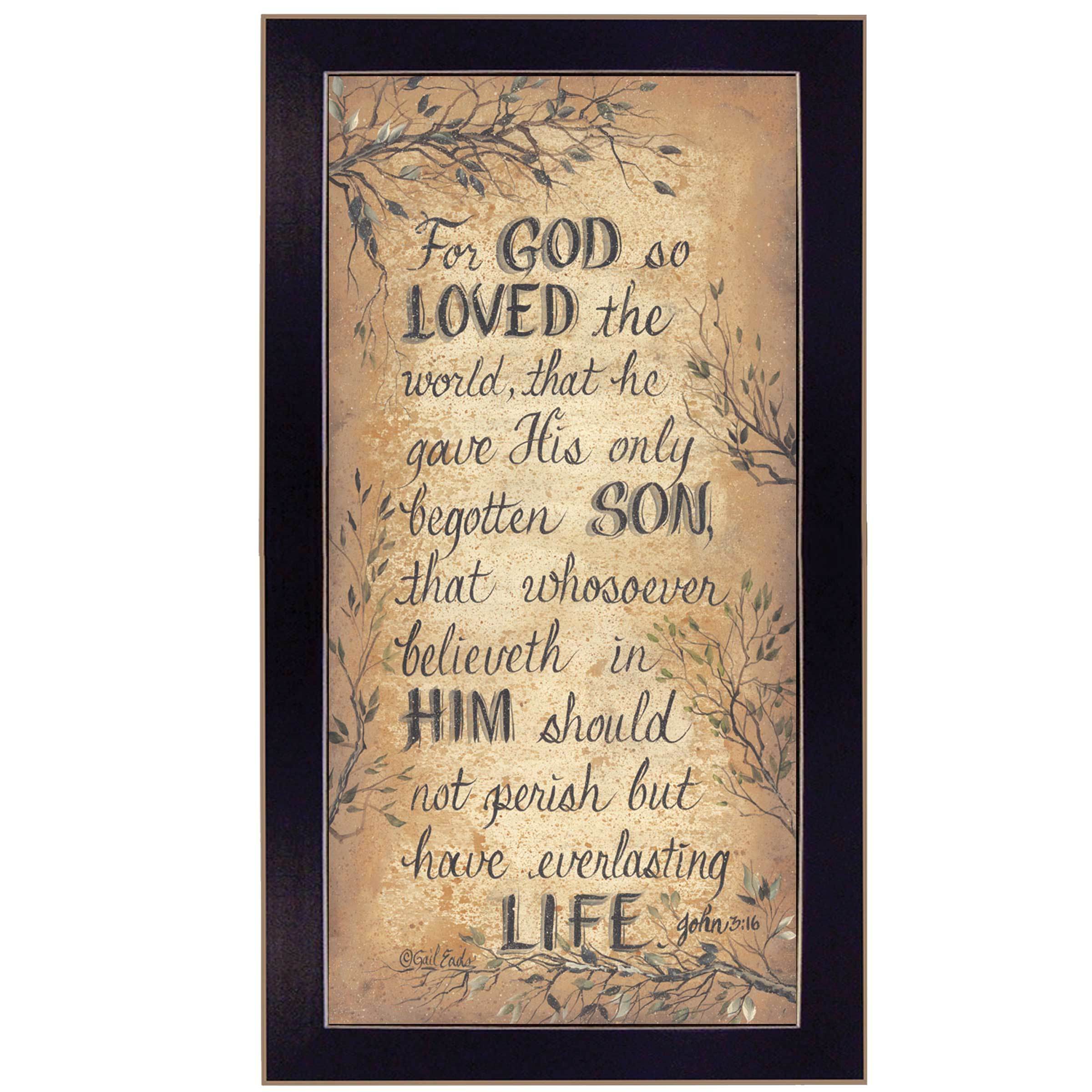 "For God So Loved" by Gail Eads, Ready to Hang Framed Print, Black Frame
